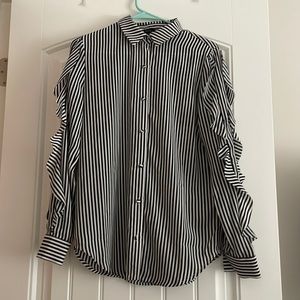 Black and White Striped Saks Fifth Avenue Blouse